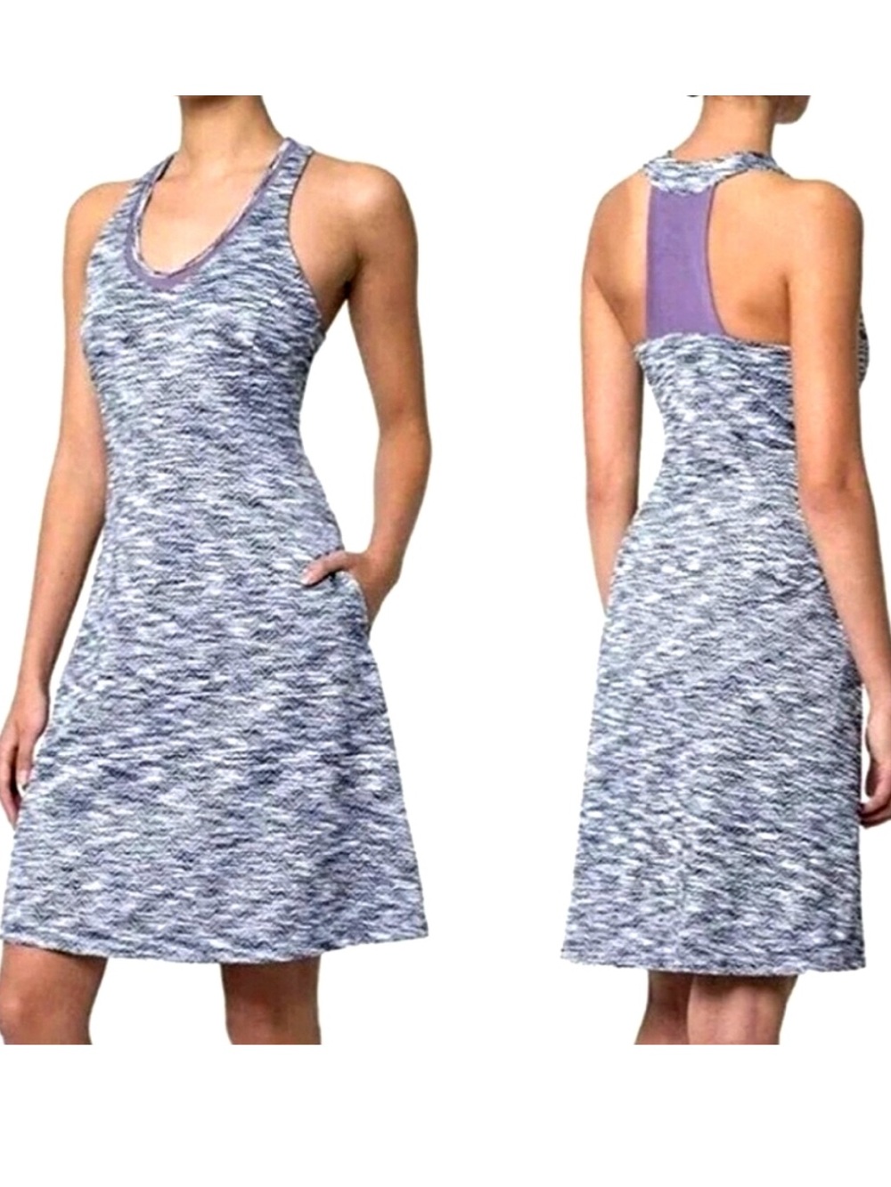 MPG Travel Tank Dress Purple Grey Size Large Activewear Athleisure Golf Tennis L